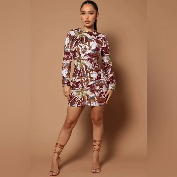 knee length dresses for ladies Revery Floral Long Sleeve Maxi Dress main image 0
